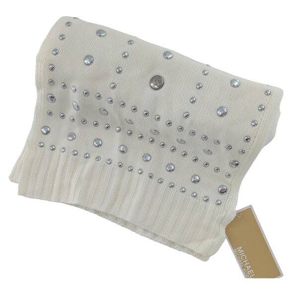 Michael Kors White Knit Studded Scarf - Picture 10 of 10